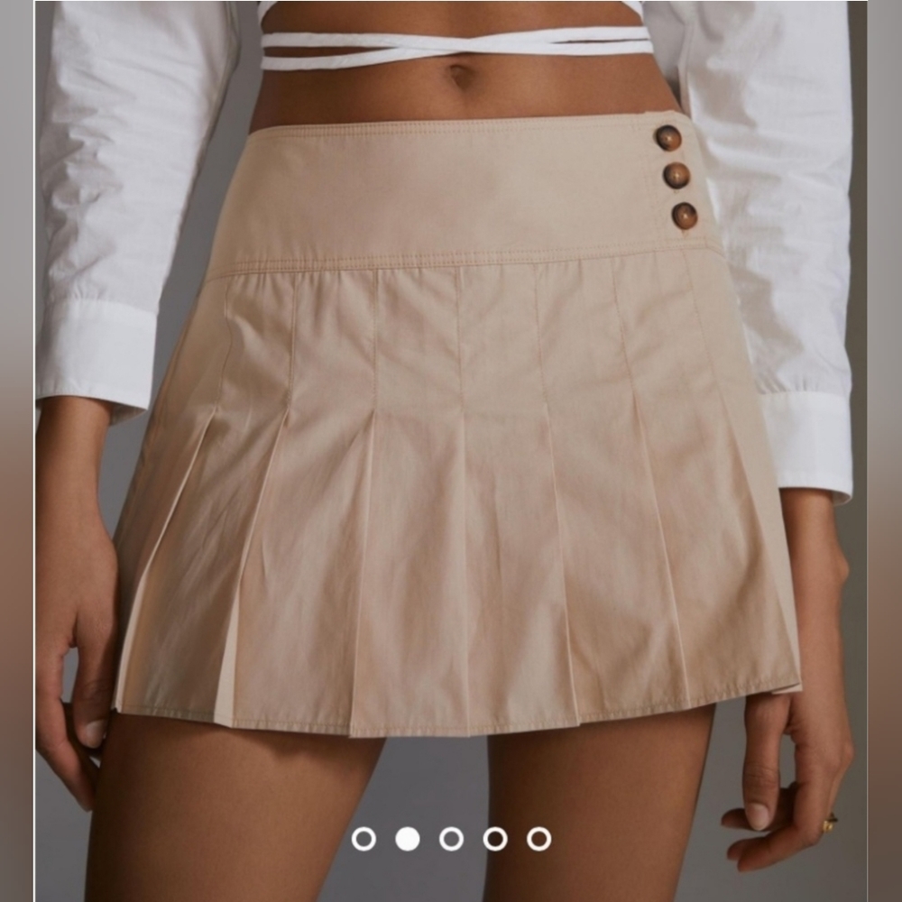NWT Anthropologie Pleated Mini Skirt Khaki